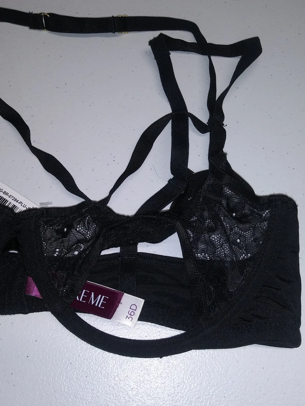 Adore Me Black Eilish Unlined Bra Unlined Strappy Size 36D
